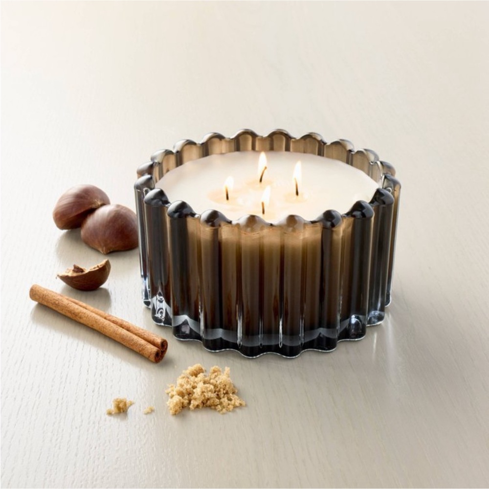4-Wick Ribbed Glass Harvest Chestnut Candle Dark Brown - Hearth & Hand™ Magnolia
